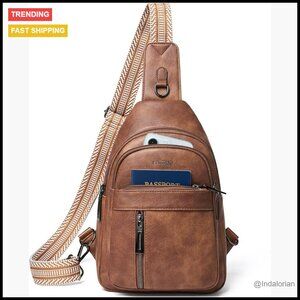 Trendy Sling Bag Crossbody Fanny Pack Travel Shoulder Bag PU Leather Minimal